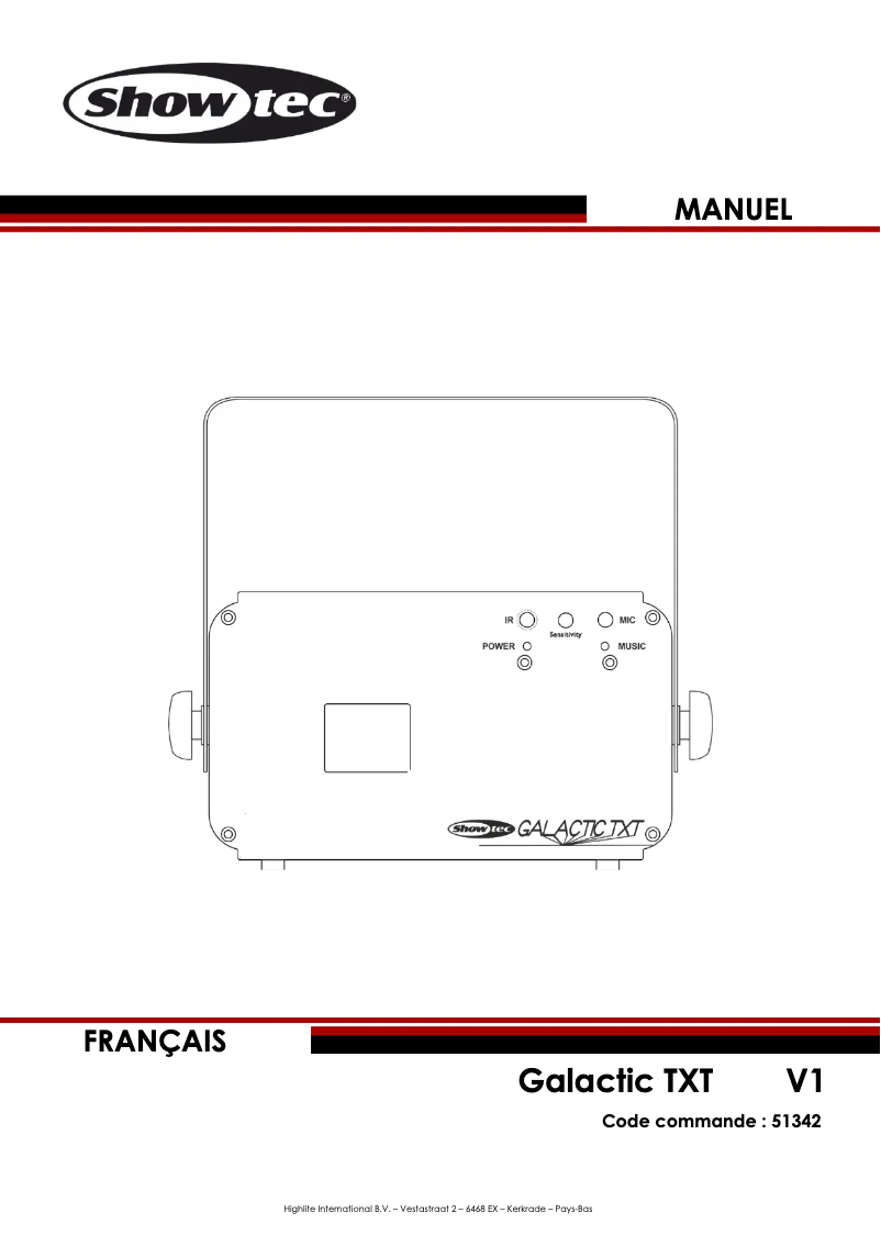 Image de la première page du manuel de l'appareil Galactic TXT