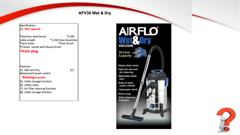 Page 1 de la notice Fiche technique Airflo AFV30