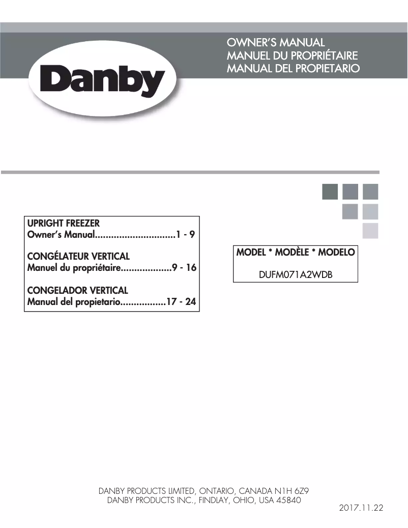 Page 1 de la notice Manuel utilisateur Danby DUFM071A2WDB