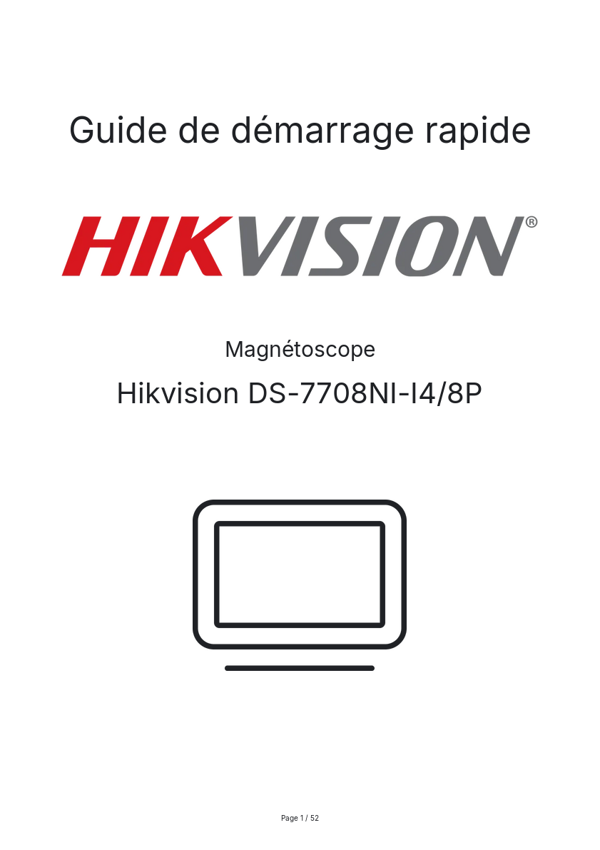 Image de la première page du manuel de l'appareil DS-7708NI-I4/8P