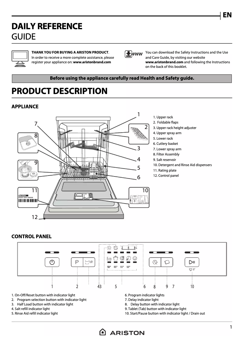 Page 1 de la notice Manuel utilisateur Ariston Thermo LFC2C19AUS