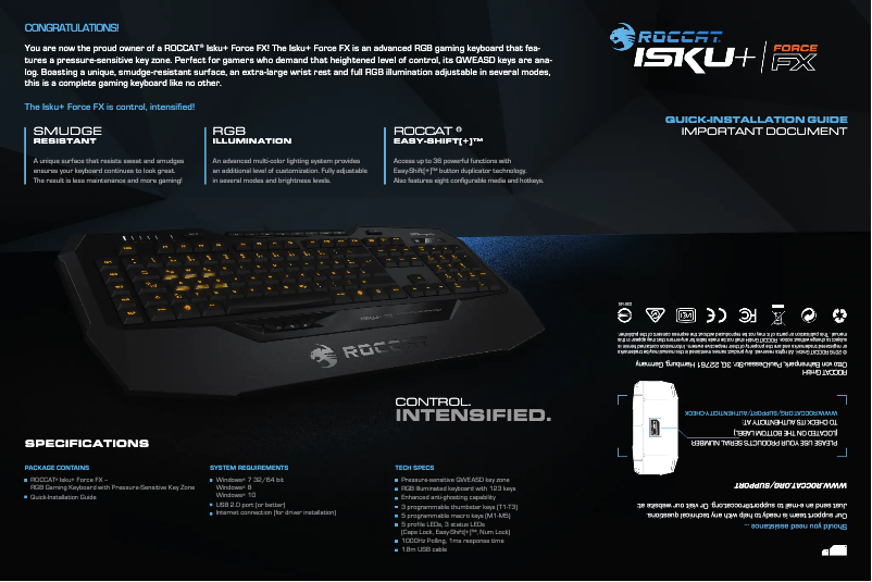 Página 1 del manual Manual de usuario Roccat Isku+ Force FX