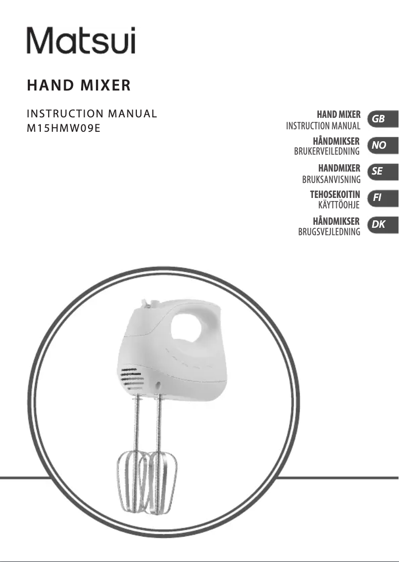 Page 1 de la notice Manuel utilisateur Matsui M15HMW09E