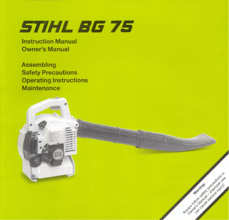 Page 1 de la notice Manuel utilisateur Stihl BG 75