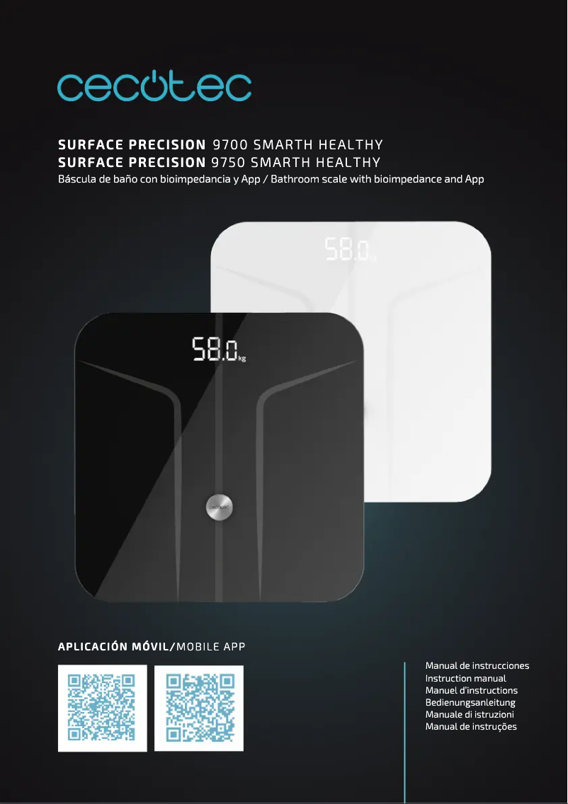 Page 1 de la notice Manuel utilisateur Cecotec Surface Precision 9700 Smart Healthy