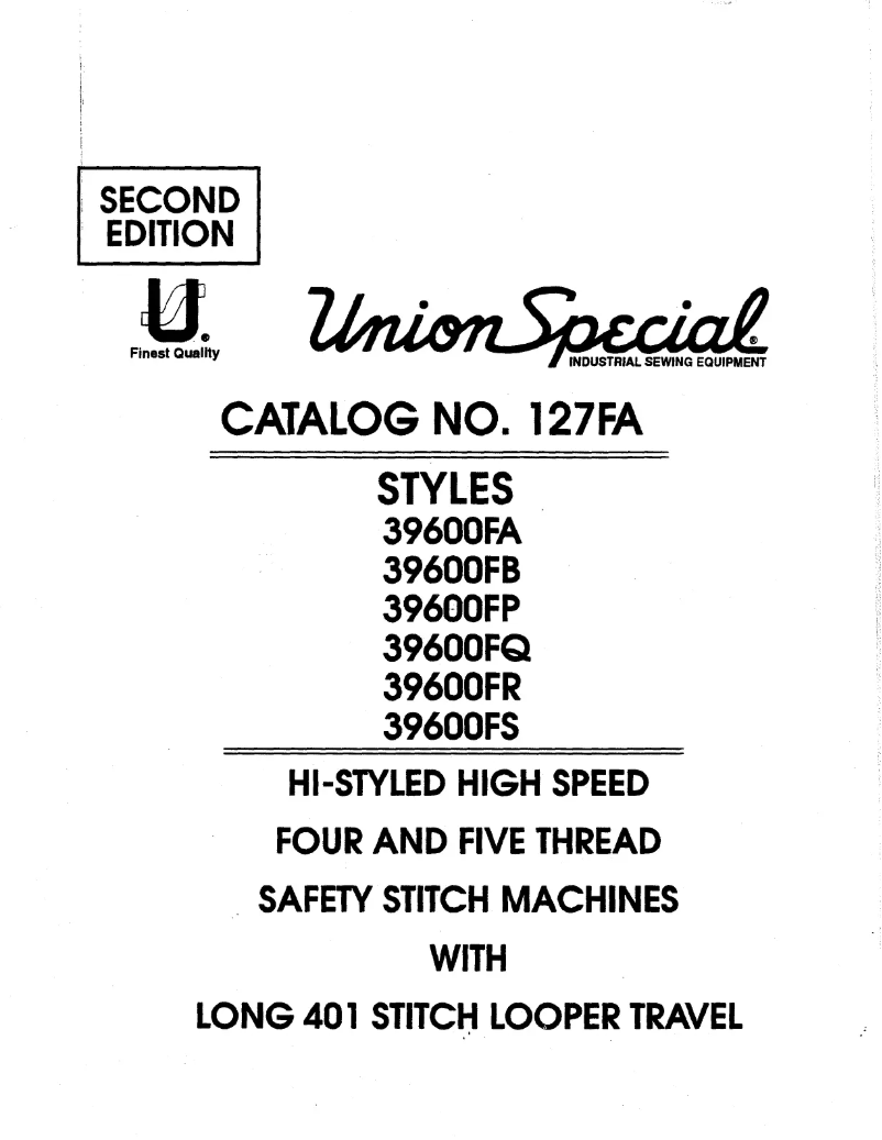 Page n°1 - Manuel utilisateur Union Special 39600FP