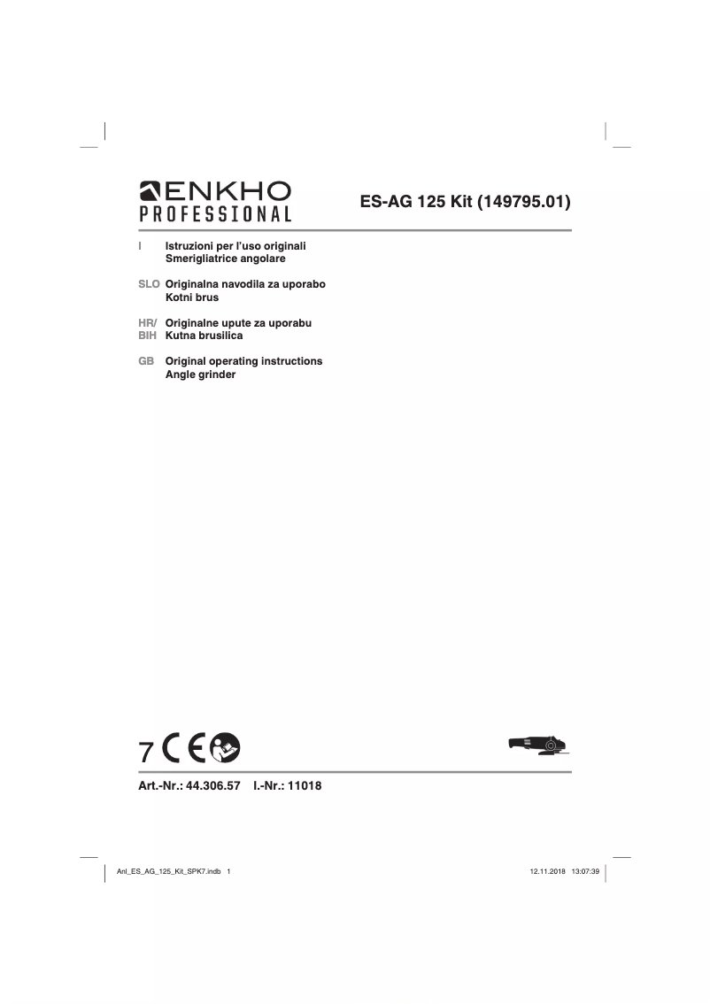 Page n°1 - Manuel utilisateur ENKHO professional ES-AG 125 Kit