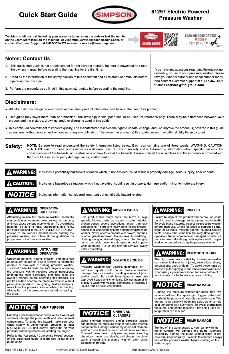 Page 1 de la notice Manuel utilisateur Simpson SE61297-S