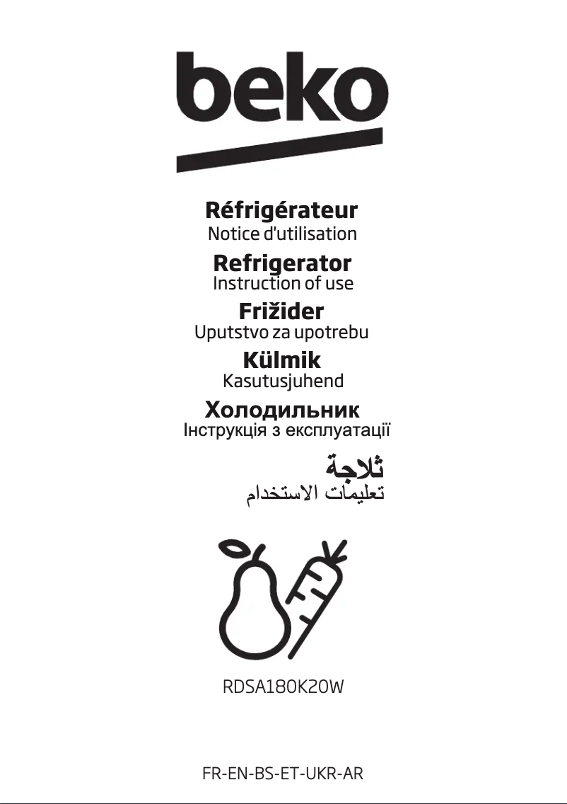 Image de la première page du manuel de l'appareil RDSA180K20W