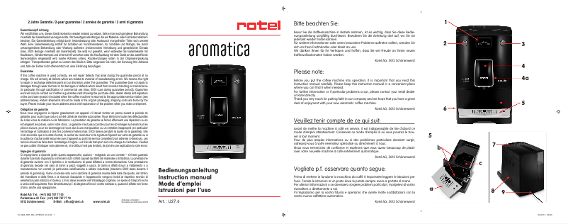 Page 1 de la notice Manuel utilisateur Rotel AroMatica 762