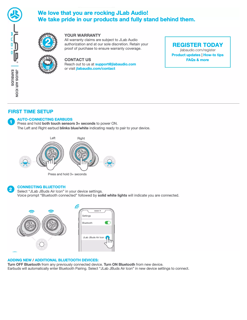 Image de la première page du manuel de l'appareil JBuds Air Icon
