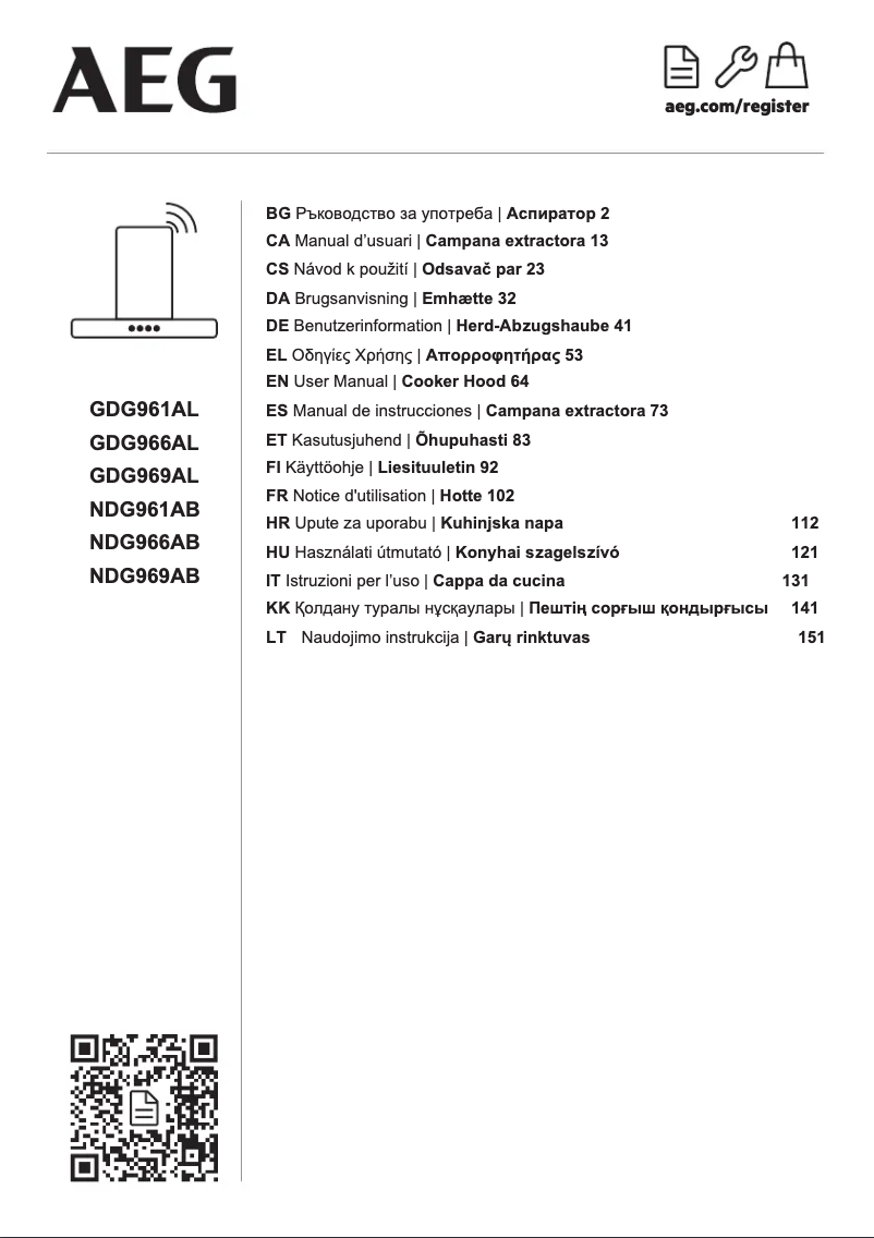 Page 1 de la notice Fiche technique AEG NDG969AB