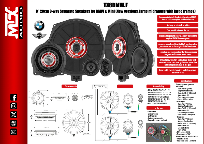 Page 1 de la notice Fiche technique MTX Audio TX6BMW.F