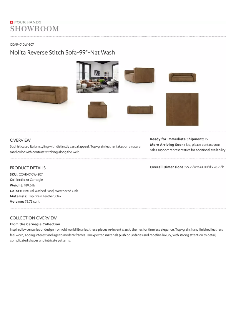 Page 1 de la notice Manuel utilisateur Four Hands CCAR-010W-307