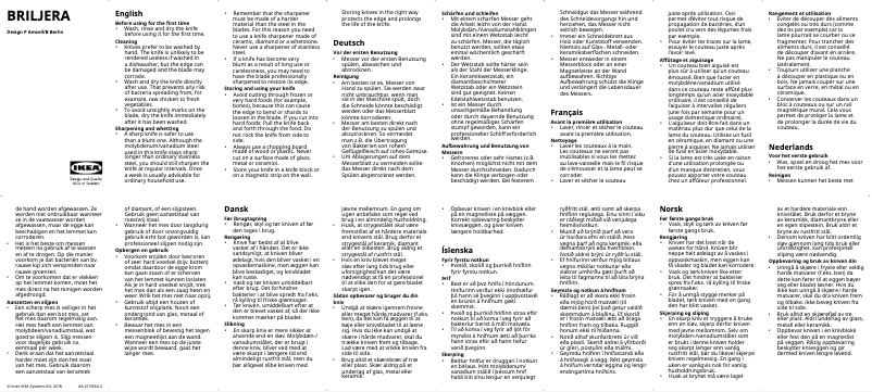 Page 1 de la notice Manuel utilisateur Ikea BRILJERA 803.928.05