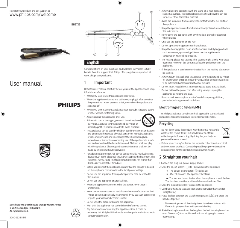 Page 1 of the manual User Manual Philips BHS736