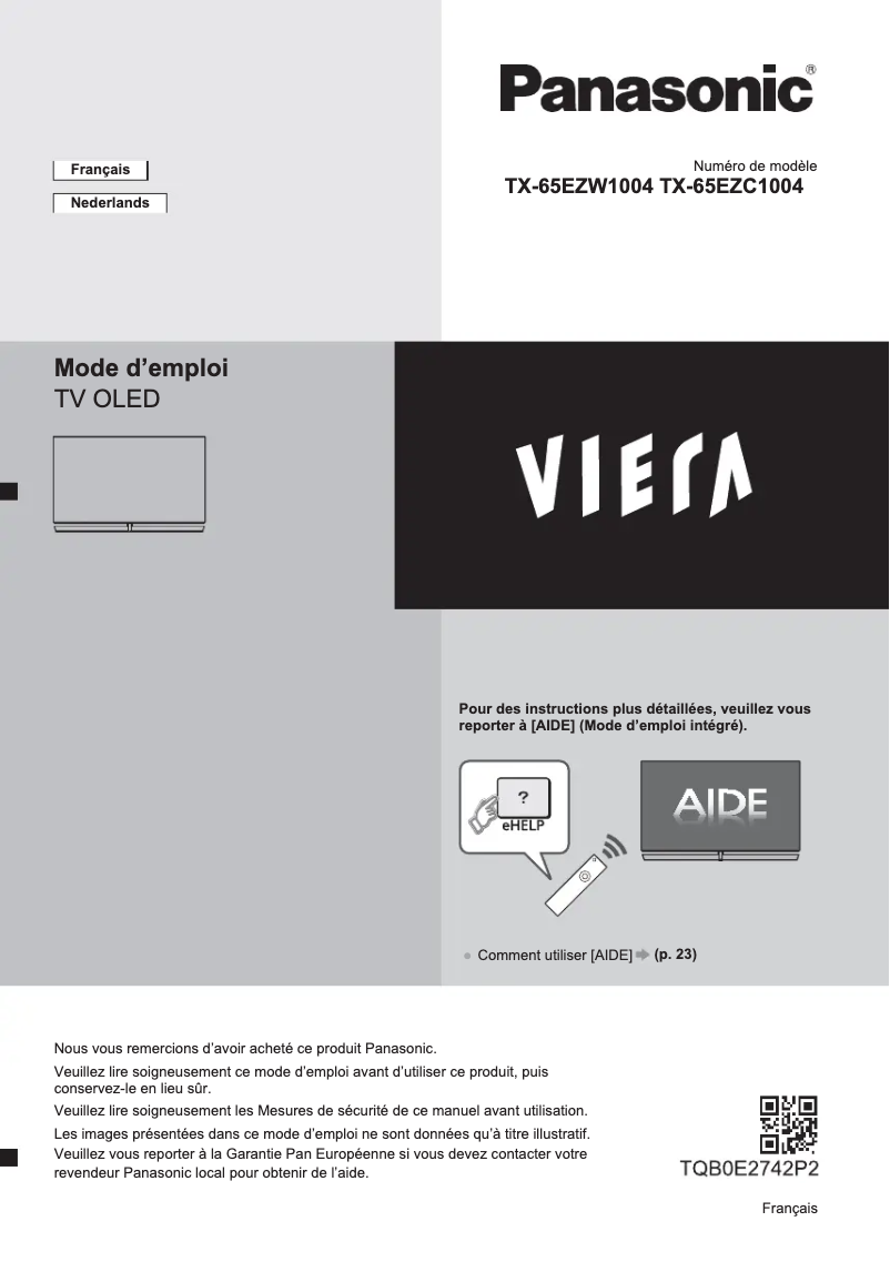 Image de la première page du manuel de l'appareil TX-65EZW1004