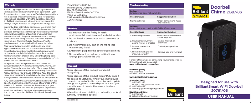 Page n°1 - Manuel utilisateur Brilliant 21387/06