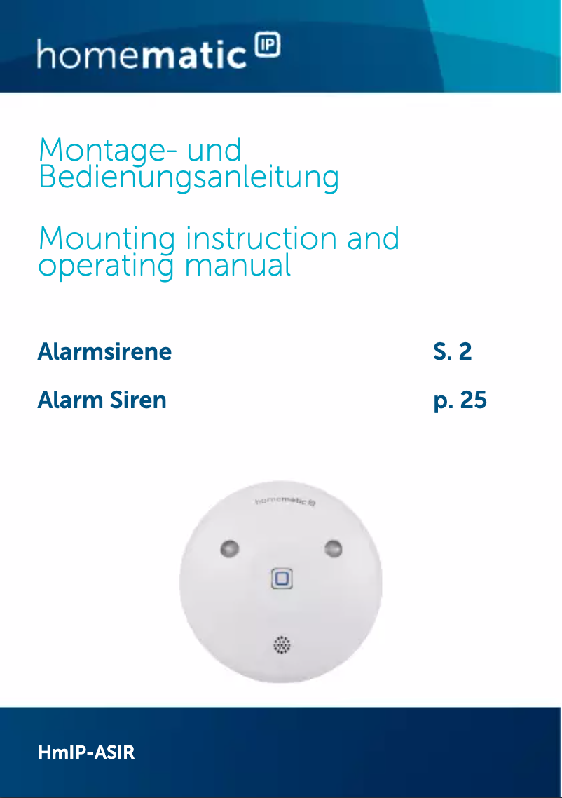 Page 1 de la notice Manuel utilisateur Homematic IP HmIP-ASIR