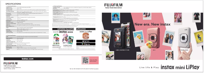 Page 1 de la notice Brochure Fujifilm Instax mini LiPlay
