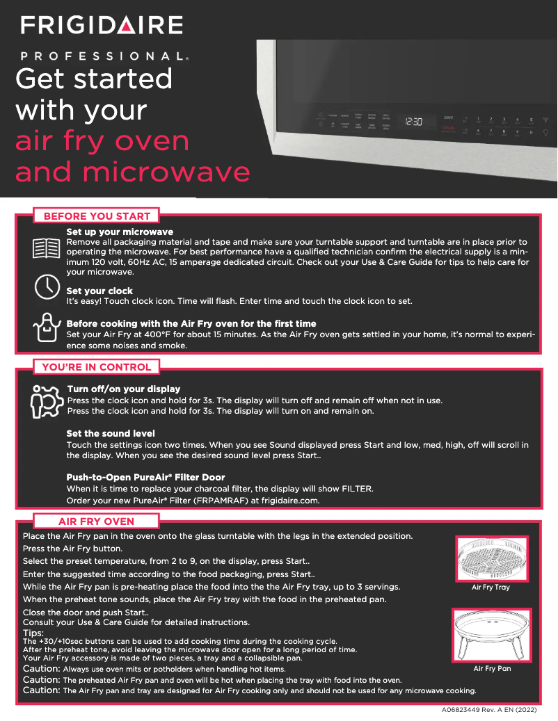 Page n°1 - Guide de démarrage rapide Frigidaire PMOS1980AF