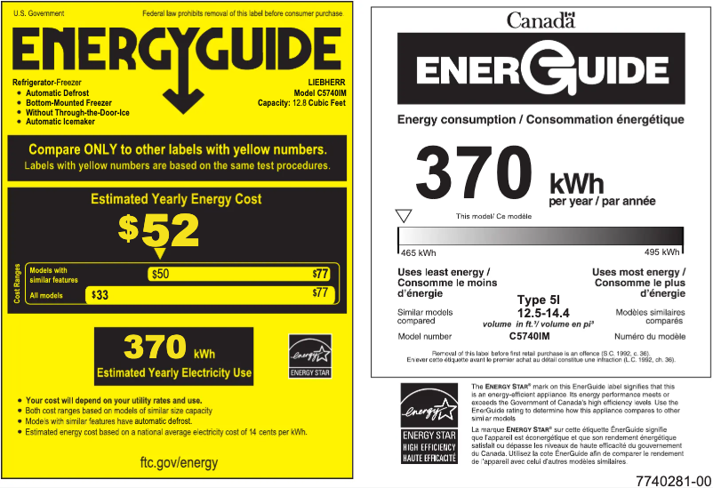 Page 1 de la notice Label énergétique Liebherr C5740IM