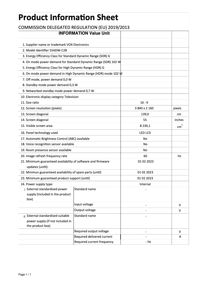 Image de la première page du manuel de l'appareil 55ADW-C2B