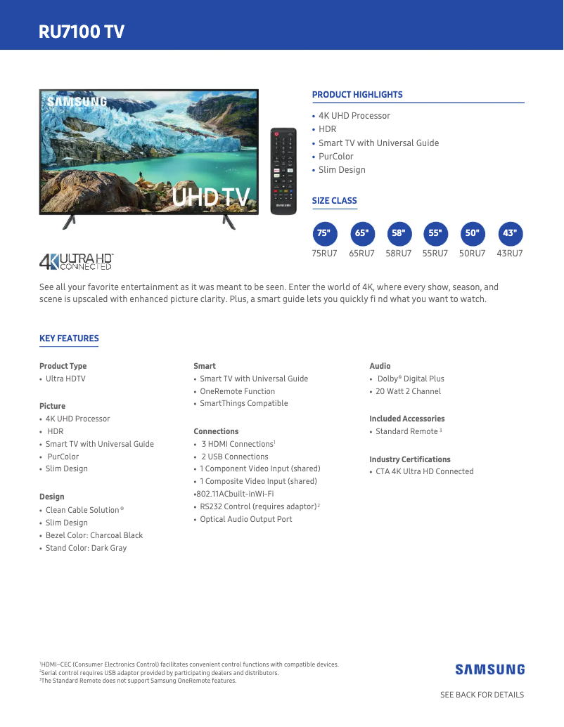 Image de la première page du manuel de l'appareil UN75RU7100FXZA