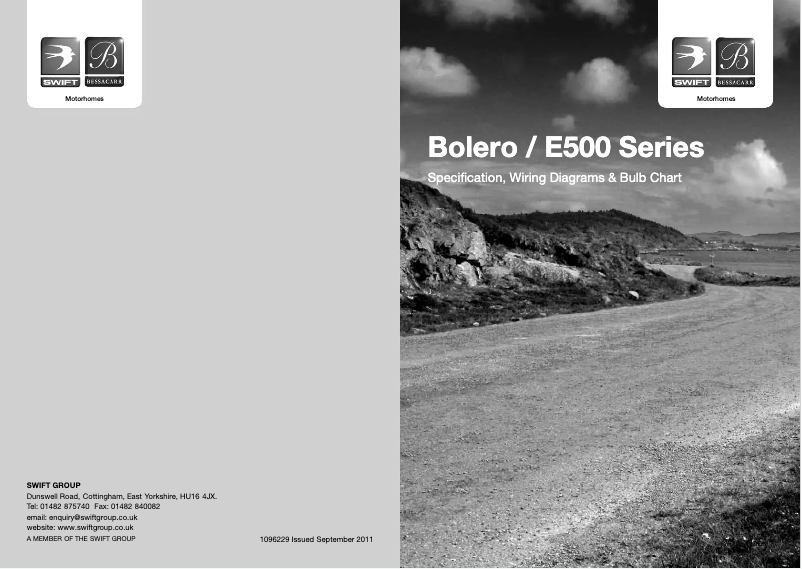 Page 1 de la notice Manuel utilisateur Swift Bolero E500 (2012)