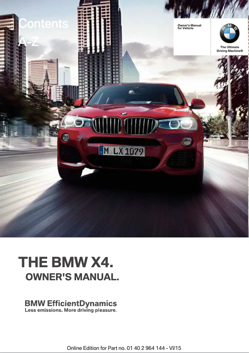 Image de la première page du manuel de l'appareil X4 xDrive28i (2015)