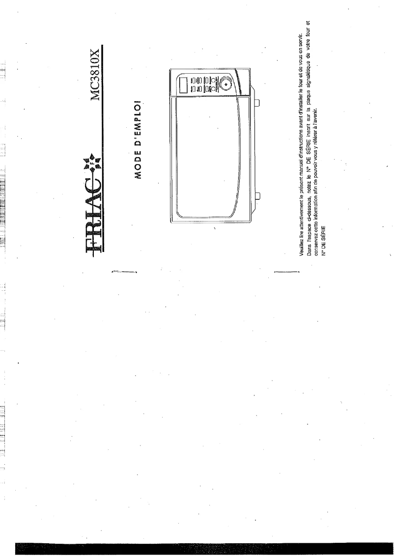 Page n°1 - Manuel utilisateur Friac MC3810X
