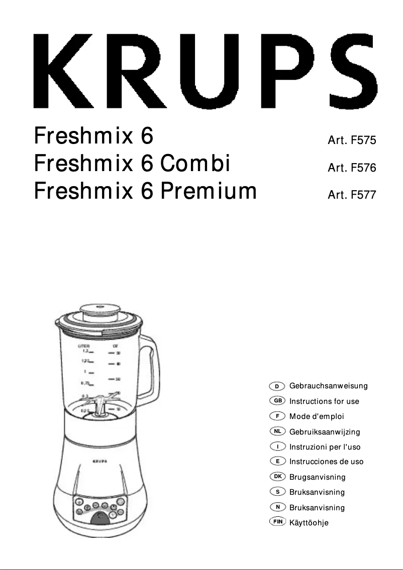 Image de la première page du manuel de l'appareil Freshmix 6 Premium