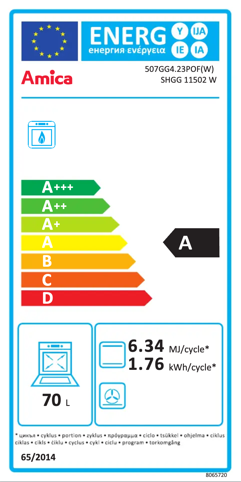 Page n°1 - Label énergétique Amica SHGG 11502 W