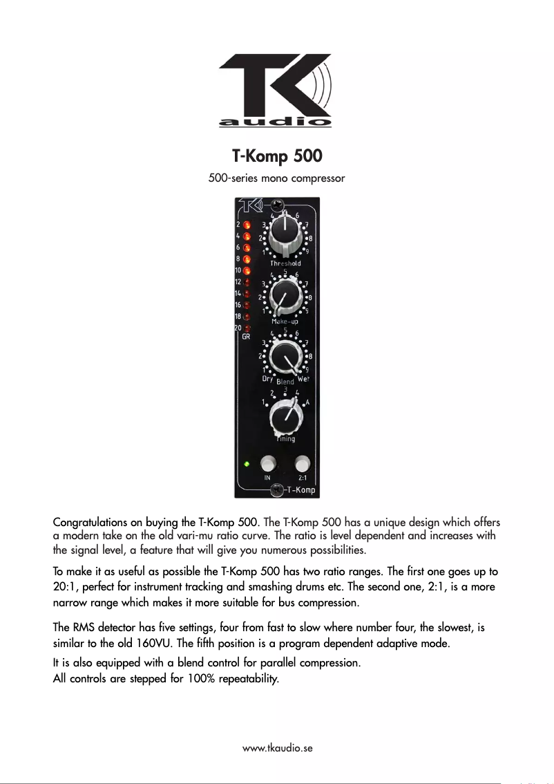 Image de la première page du manuel de l'appareil T-Komp 500