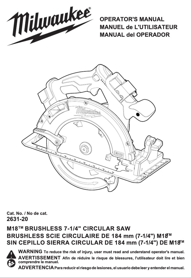 Page n°1 - Manuel utilisateur Milwaukee M18 2631-21