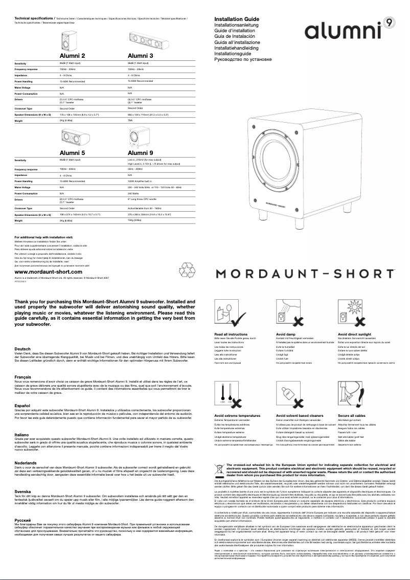 Page n°1 - Manuel utilisateur Mordaunt-Short Alumni 9