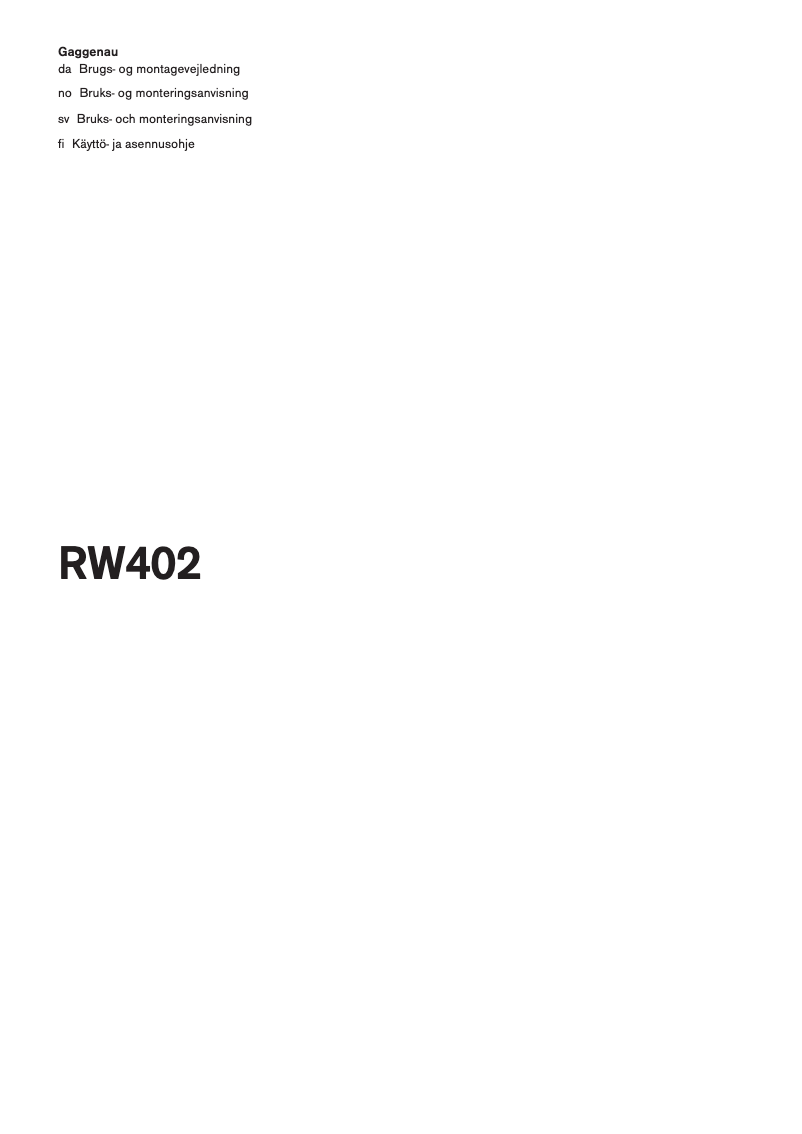 Image de la première page du manuel de l'appareil RW402261