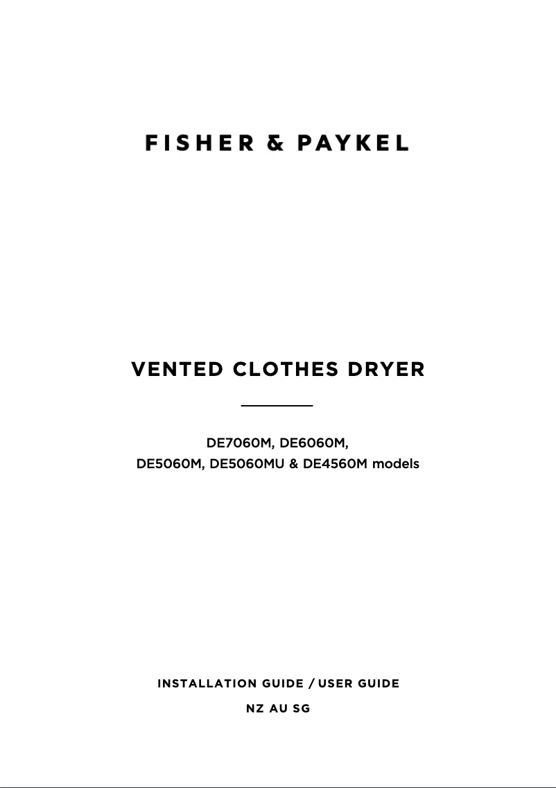 Page n°1 - Manuel utilisateur Fisher & Paykel DE5060MU1