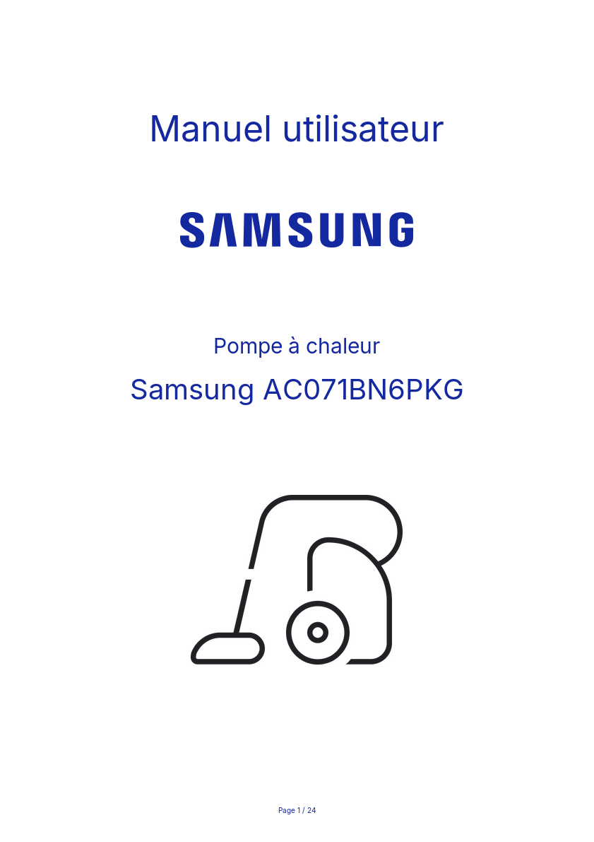 Page n°1 - Manuel utilisateur Samsung AC071BN6PKG