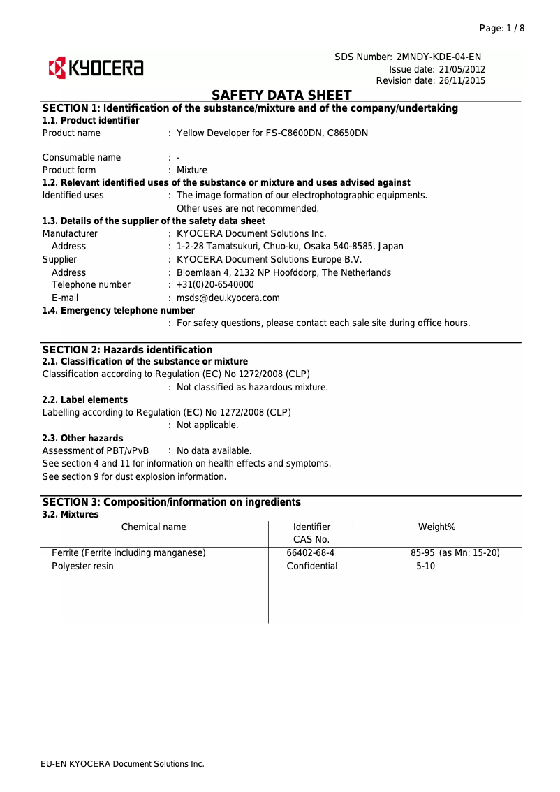 Image de la première page du manuel de l'appareil FS-C8600DN