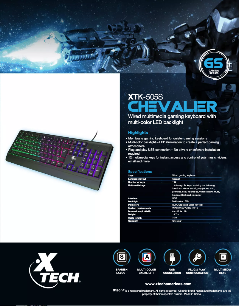 Image de la première page du manuel de l'appareil Chevalier XTK-505S