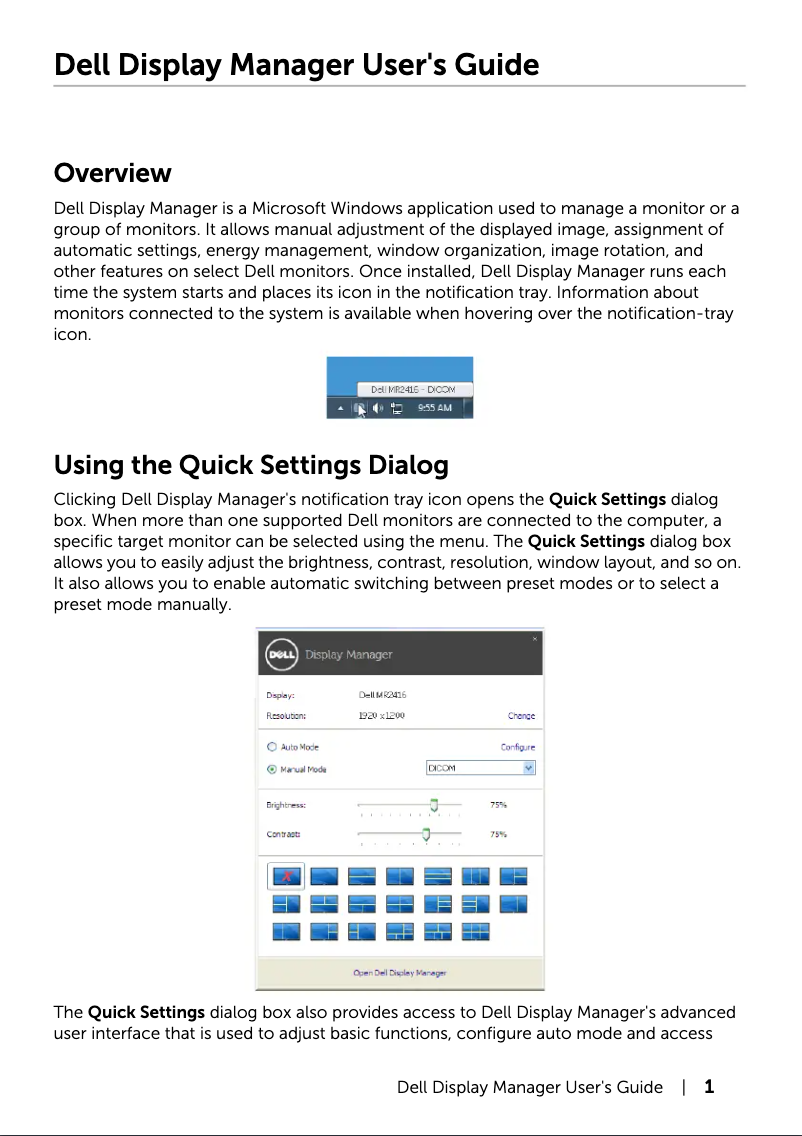 Page 1 de la notice Manuel utilisateur Dell MR2416