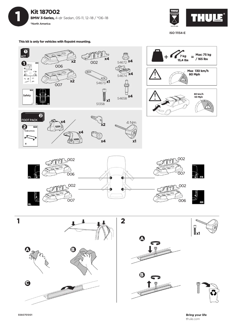 Page n°1 - Manuel utilisateur Thule Kit 187002