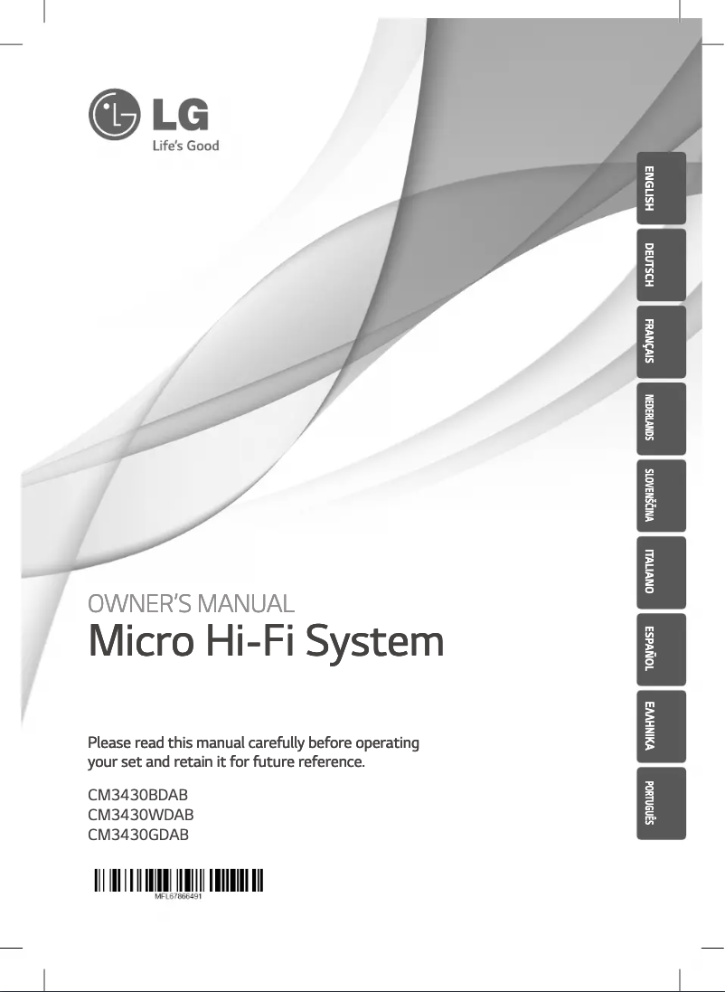 Image de la première page du manuel de l'appareil CM3430GDAB