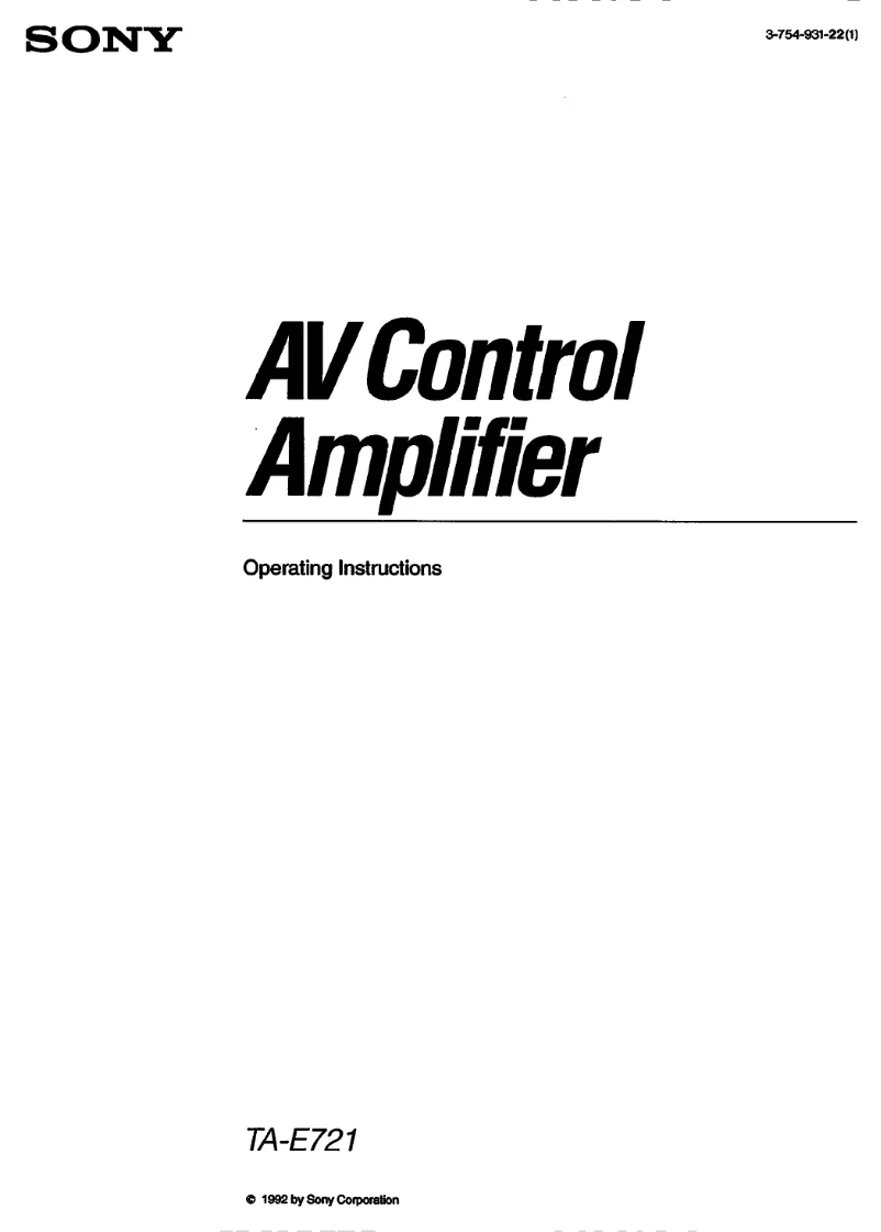 Page 1 de la notice Manuel utilisateur Sony TA-E721