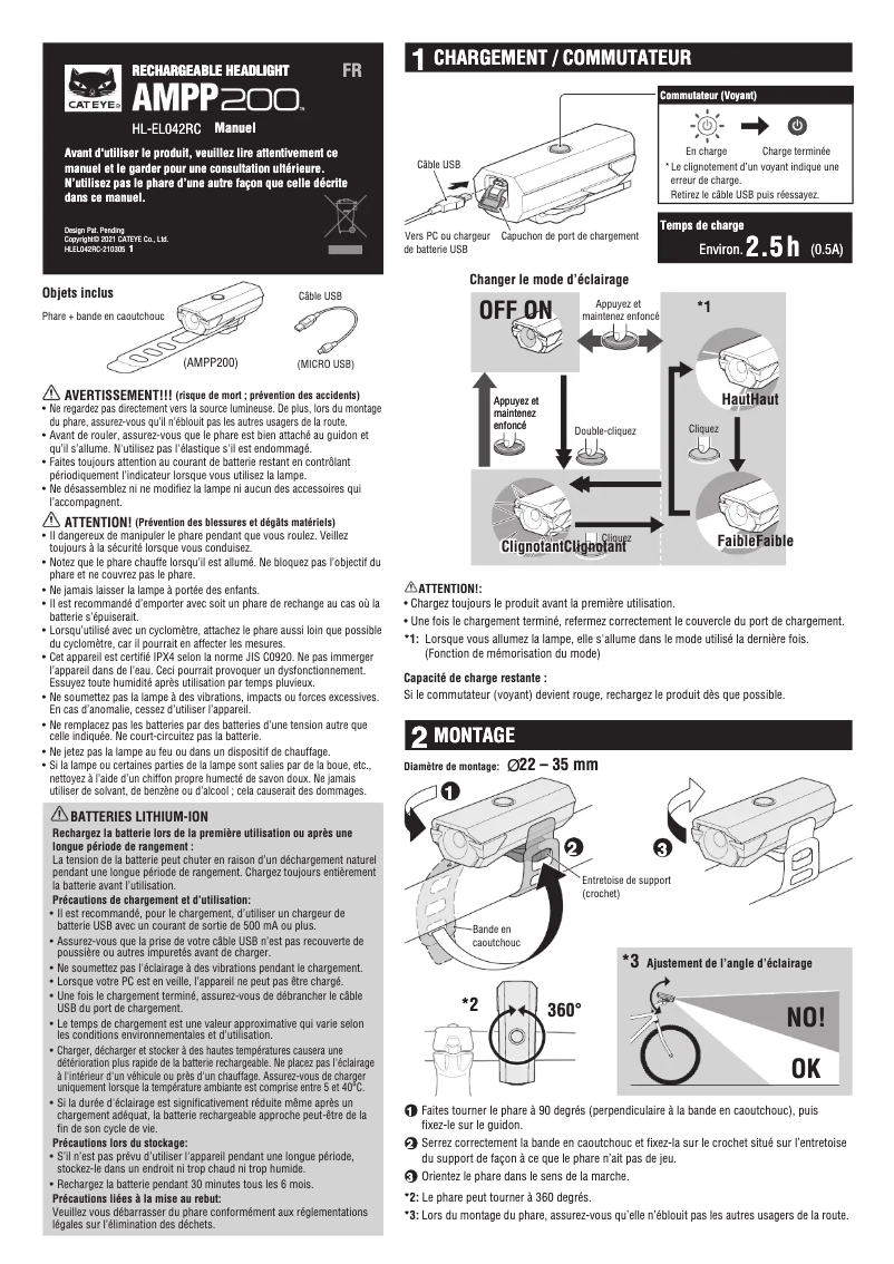 Page n°1 - Manuel utilisateur Cateye AMPP200