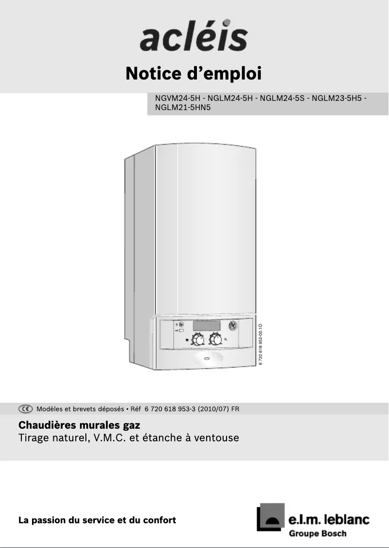 Page 1 de la notice Manuel utilisateur e.l.m. leblanc Acléis NGLM24-5H