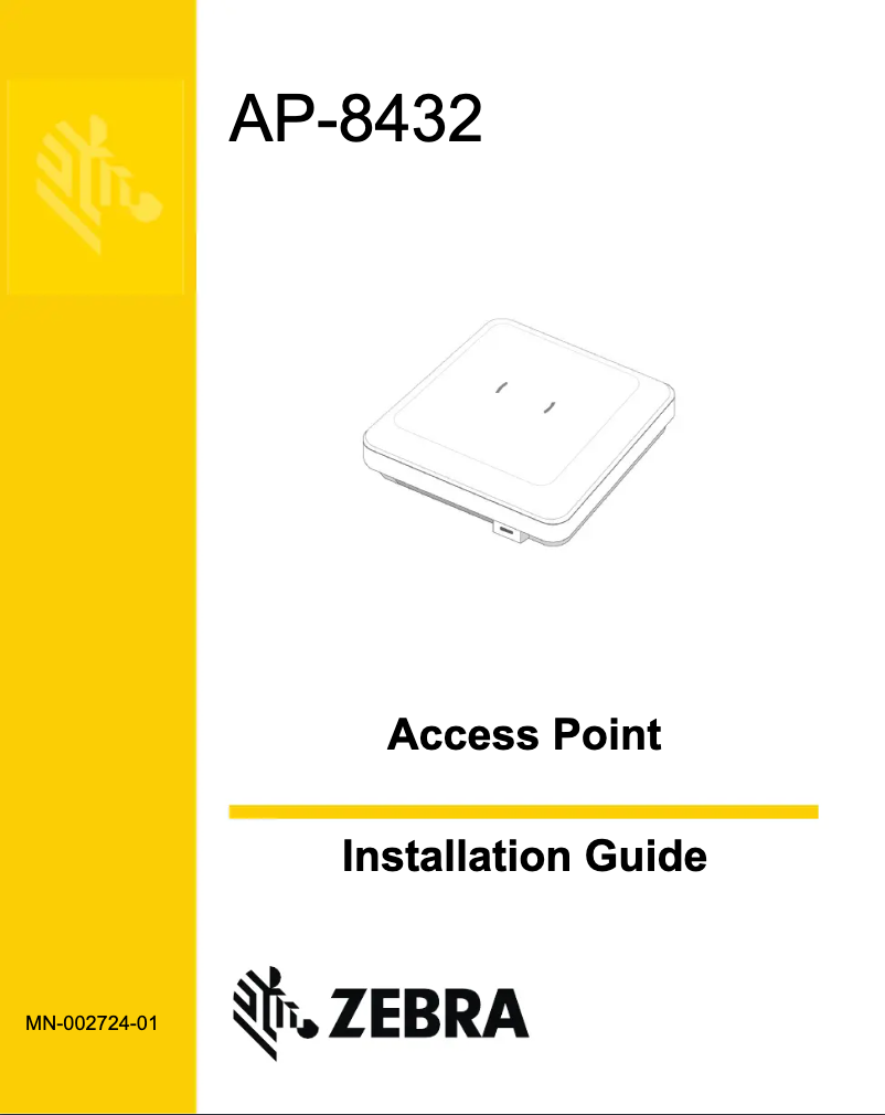 Page n°1 - Manuel utilisateur Zebra AP-8432