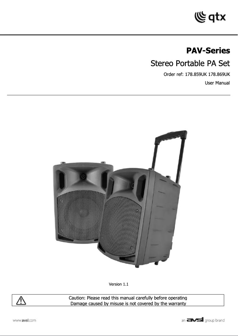 Image de la première page du manuel de l'appareil PAV10