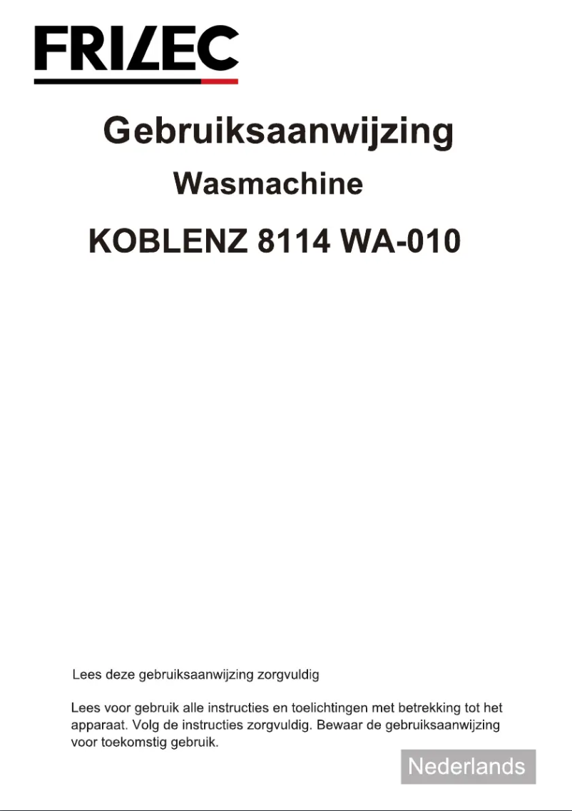 Image de la première page du manuel de l'appareil KOBLENZ 8114 WA-010